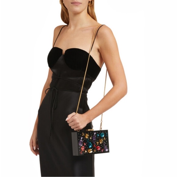 ♠️Kate Spade Sweet Treats Jeweled Resin Small Clutch Chain Crossbody Black NWT